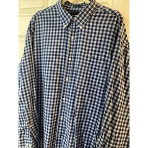 Tommy Hilfiger Regular Fit Stretch Navy Plaid 2XL 18-18 1/2 Men's‎ Button Shirt